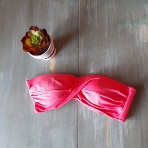 Pink strapless bikini top
